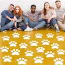 ReliThick 30 Pcs Paw Print Floor Decal 7.5" Large Pawprints Wall Cling Self Adhesive Footprint Floor Cling Window Stickers Wall Decal for Bedroom Living Room Decor(White)