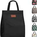 Lunch Bags for Women Insulated Reusable Lunch Tote with Internal Pocket, Adult Lunch Tote bag for Work (Black (1 pack)