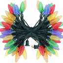 DEWENWILS C9 Multicolor LED Christmas Lights, 33.3ft 50LED Outdoor String Lights for House, Waterproof, Extendable Strawberry Bulb Light for Xmas Tree, Patio, Garden, Yard, Porch, UL Listed