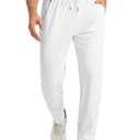 G Gradual Men's Joggers with Zipper Pockets Stretch Tapered Sweatpants Athletic Pants for Men Workout Running Gym (White, Small)