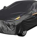 UV Protection Car Cover Windproof Dustproof Scratch Resistant Outdoor Universal Full Car Covers for Sedan XL (Black, 191" - 201")