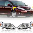 LABLT 2Pcs Halogen Headlight Replacement for Sienna 2011 2012 2013 8111008032 TO2503199 8115008032 TO2502199 Headlamp Left & Right Pair Set of 2