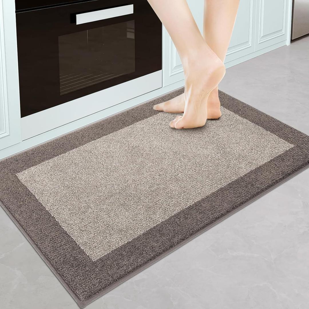 Machine Washable Kitchen Rug 24" x 36", Non Slip Kitchen Mat for Floor, Absorbent Entrance Throw Rug for Bedroom, Hallway, Bathroom, Door (Beige)
