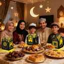 Retisee 24 Pcs Ramadan Eid DIY Lantern Craft Kit, Paper Lanterns with 1000 Gold Yellow Tissue Paper & Double-Sided Tape, Islamic Moon Star Motif Decor for Home Table Mosque Party Art Project