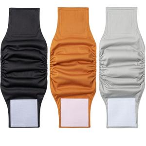 1 Pack 3 Reusable Dog Diapers Washable Male Belly Bands for Dogs, High Absorbing Male Dog Doggie Puppy Wraps (Large, Black Brown Light Gray)