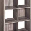 ClosetMaid Cubeicals 6 Cube Storage Shelf Organizer Bookshelf - Vertical & Horizontal Options, Easy Assembly - Natural Gray Wood Finish