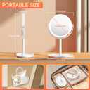 Auxmir Makeup Mirror with Lights, Double Sided 30X/1X Magnifying Mirror with Light, 3 Color Stepless Dimmable with Touch Screen, Rechargeable 360 Free Standing Vanity Mirrors for Bathroom, Bedroom
