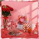 Sweetude 24 Pcs Valentine's Day Clear Gift Bags with Handles Galantines Party Favor Plastic Valentines Candy Treat Goodie Bags for Holiday Winter Wedding Birthday Party Supplies(happy Valentine's Day)