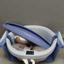 Collapsible Baby Bathtub - Large Baby Bath Tub with Thermometer & Cushion | Travel Portable Newborn Infant Bathtub | Foldable Toddler Bathtub for Baby 0 to 36 Months (Blue)