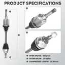 NEW Front Left CV Axle Shaft Assembly fits for Ford Escape 2013-2019 1.5L 1.6L 2.0L 2.5L, for Lincoln MKZ Base 2013 2.0L Turbocharged, for 66-2284
