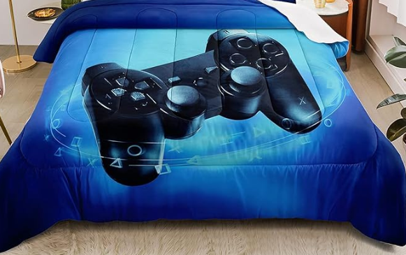 Iris Bedding Gamer Comforter Set for Boys Teens Gaming Bedding Set Video Game Bedding Home Decor for Kids 3 Pieces Quilted Duvet 