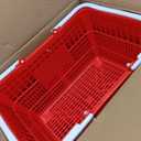 VEVOR Shopping Baskets, 4 PCS, 21L Stackable PE Plastic Grocery Baskets with Handles, Dense Mesh Structure, Holds up to 20 lbs, Portable for Grocery, Retail, Stores, Supermarket, Home Use, Red