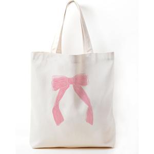 Coquette Pink Bow Canvas Tote Bag Aesthetic, Bow Beach Tote Bag, Trendy Gifts for Women 2025, Teen Girl Gifts Trendy Stuff, Shopping Bags