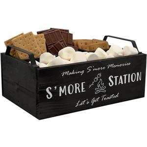 Admired By Nature S'Mores Station, gifts for fire pit, caddy station, smores gift, party station, movie kit gift, organization kit, smores decor, wood tray with handles, hand painted, 1 unit