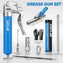 KRETLAW Mini Grease Gun (3000PSI) with 3oz Cartridge Grease and 12'' Flex Hose, Grease Gun Coupler, Grease Injector Needles, Marine
