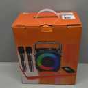 Karaoke Machine, Portable Bluetooth Speaker with 2 Wireless Microphones for Adults & Kids with Lights, Karaoke Microphone with PA System Supports USB/TF/FM/AUX for Home Party Home System Packages (Black)