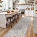 Washable Hallway Runner Rug 3x20: Non Slip Runner Rugs with Rubber Backing Soft Kitchen Rug Farmhouse Distressed Carpet Runner for Living Room Bedroom Bathroom (Blue, 3X20)