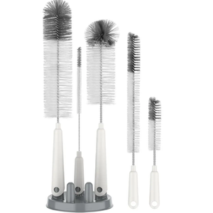 MR.SIGA 3 Pack Bottle Brush Cleaning Set with Storage Holder, Cleaning Brushes for Long Narrow Neck Bottles, Water Bottles, Baby Bottles, Tumblers, Drinking Glasses, Strews