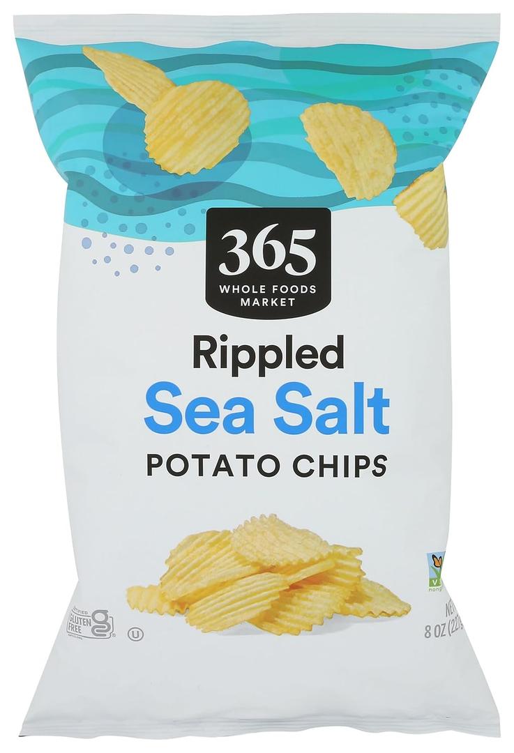 5 x 365 by Whole Foods Market, Sea Salt Rippled Potato Chips, 8 OZ (EXP 09/16/26)