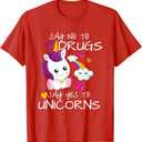 Red Ribbon Week Kids Youth Say No Say Yes to Unicorns T-Shirt
