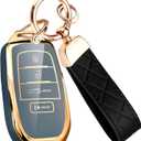 Montague Key Fob Cover for Toyota Camry Rav4 Crown Corolla Cross Grand Highlander Land Cruise Prius Sequoia Tundra Venza 4runner4 Buttons, Gray