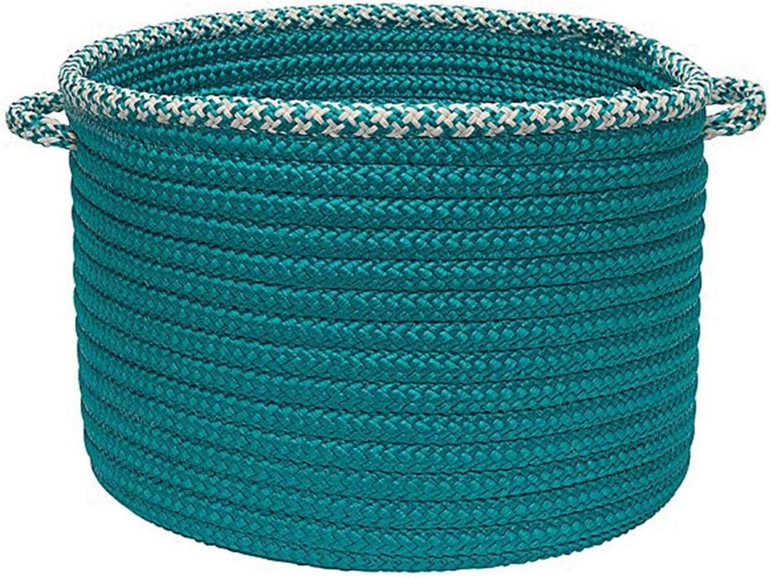 Colonial Mills Hounds Tooth Bright Edge Basket, 18 by 12-Inch, Turquoise