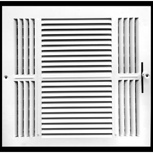 HVAC Premium 14" X 14" 3-Way AIR Supply Grille - Vent Cover & Diffuser - Flat Stamped Face - White [Outer Dimensions: 15.75"w X 15.75"h]
