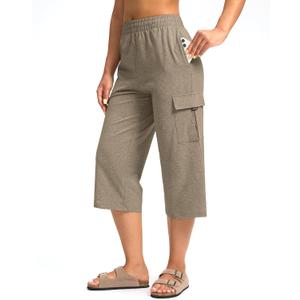 Women's Capri Pants with 4 Pockets Soft Cotton Stretch Cropped Pants Loose Cargo Capris for Women Yoga Casual S  Women's Capri Pants with 4 Pockets Soft Cotton Stretch Cropped Pants Loose Cargo Capris for Women Yoga Casual S