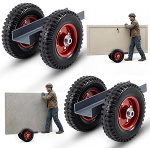 2 Pack Moving Panel Dolly, Door Dolly 440 Lbs / 200 Kg Load Capacity, up to 2.76'' Width Capacity, Heavy Duty Cart with 8'' Solid Rubber Wheels, Steel Mover for Wood, Plywood, Door, Fence