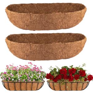 2Pcs Trough Coco Liner 24" Coco Coir Liners for Planters, Liners for Window Boxes Liners, Wall Basket Planters, Railing Hanging Baskets, Garden Planter Baskets