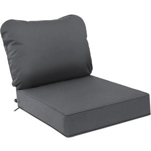AAAAAcessories Outdoor Deep Seat Cushions, Waterproof, Fade-Resistant Patio Furniture Replacement Cushions, 23.5" x 25.5" x 5" + 23.5" x 19", Dark Gray