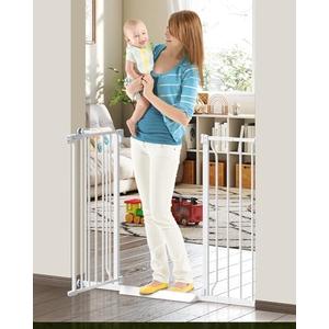Cideny 34" Extra Tall Baby Gate for Stairs, Auto Close Stroller Friendly Dog Gate Indoor for Doorways, Pressure Mounted 29"-45" Wide Baby Gate, Easy Walk Through Gate for Children & Pets, White