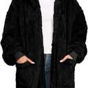 Argstar Hooded Cardigan for Women and Men, Oversized Sweatshirt Fuzzy Fleece Blanket Hoodie Jacket - One Size Fits All (Black)