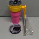 30 oz Tumbler with Handle and 2 Straw 2 Lid, Insulated Water Bottle Stainless Steel Vacuum Cup Reusable Travel Mug,Rainbow