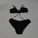 Meetall Women's High Cut String Triangle Bikini Set Swimsuits Sexy Bathing Suits 2 Piece (Medium, Black)