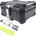 25L Motorcycle Top Case Aluminum Motorcycle Trunk Tour Tail Box with Security Lock for Storage of Luggage Waterproof Motorbike Top Case, black
