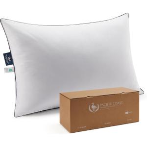 Pacific Coast Bed Pillow, Hotel Collection Goose Feather Down Pillow for Sleeping, Pillow with High Thread Count 100% Cotton Shell, Queen Size, White