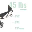 Evolur Roamer Ultra Lightweight Stroller, Compact One-Hand Self-Standing Fold Travel Stroller with 5-Point Safety Harness, Adjustable Sun Canopy, 360 Rotating Wheels with Cup Holder - Gold Black