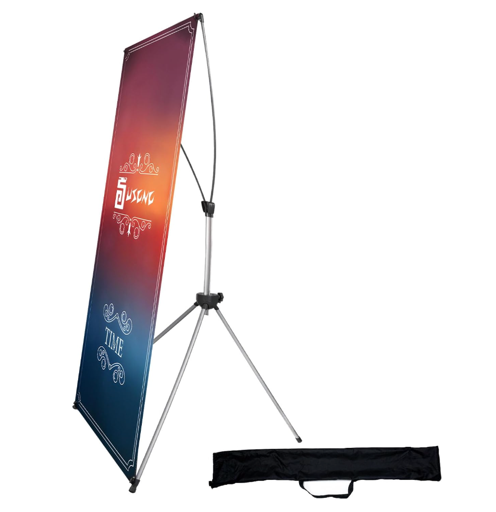 USCNC X Banner Stand Adjustable Fit Banner 23 x 63 to 32 x 78 Inch(STAND ONLY), Portable Travel Bag,Suitable for advertising, stores, exhibitions, restaurants, events, birthday parties, and other occasions (4 Pack)