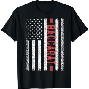 Baccarat American Flag 4th of July Baccara Player Women Men T-Shirt (Small, Black)