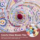 MECCANIXITY 12mm Glass Mosaic Tiles, 200g Round Iridescent Glass Pieces Recycled Mosaic Tiles Bulk for Vase Flower Pots Aquarium Decor Garden Project DIY Art Craft, White