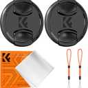 K&F Concept 67mm Front Lens Cap Cover Kit, 5-in-1 Center Pinch Lens Cover + Anti-Loss Keeper + Microfiber Cleaning Cloth Compatible with Canon, Nikon, Sony, Fujifilm Camera Lenses with 67mm Thread