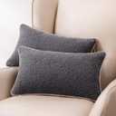 Amazon Basics Boucle Lumbar Throw Pillow Covers for Couch, Living Room, Home Decor with Hidden Zipper, Grey, 1220in, Pack of 2