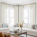 SHINELAND 120 Inch Curtains Extra Long,10 FT Length Linen Sheer Back Tab Hooks Track High Ceiling Curtains for Living Room,Cream (Natural)