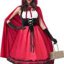 Spooktacular Creations Women Little Red Riding Hood Costume, Halloween Hooded Cloak Adult Cape Dress for Fairy Cosplay Party (Small)