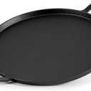 Onlyfire Cast Iron Pizza Pan, 14 Inch Baking Pan with Handles, Pre-Seasoned Skillet Round Griddle Pan for Grill BBQ, Baking Stove and Oven