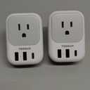 India Plug Adapter 2 Pack, TESSAN Type D Travel Adapter with 4 Outlets 3 USB Charger (1 USB C Port), US to Indian Outlet Adaptor for USA to Bangladesh, India, Kuwait, Maldives