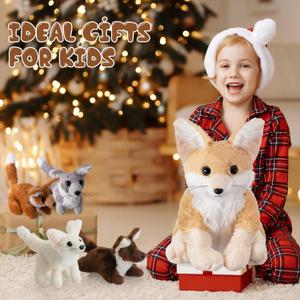 HyDren 1 Pcs 13.4 Inch Large Fennec Fox Stuffed Animal Animals Plush Toys Gift for Christmas Birthday Holiday Baby Shower Party Decor(Beige,Sitting)