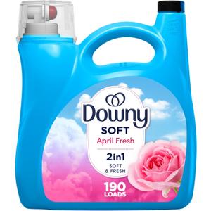 Downy Soft, 2 in 1 Soft and Fresh Liquid Fabric Softener, April Fresh, 140 fl oz, 190 Loads, Fabric Conditioner Liquid Provides Softness And Freshness For Fabrics