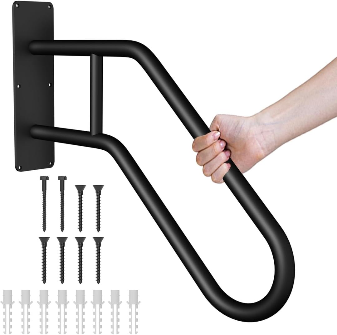 28.7 Safety Grab Bars for Stairs, Handrail for Outdoor Steps, U-Shaped Railings for 1-3 Steps, Stainless Steel Garage Railing for Garden,Yard Garage Interior or Exterior Stairway